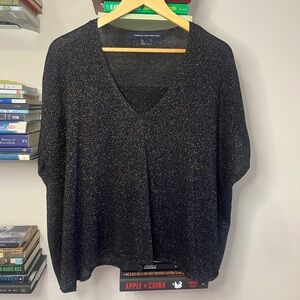 Y2K style French Connection Multicolor Metallic Flowy Black Blouse - Size S